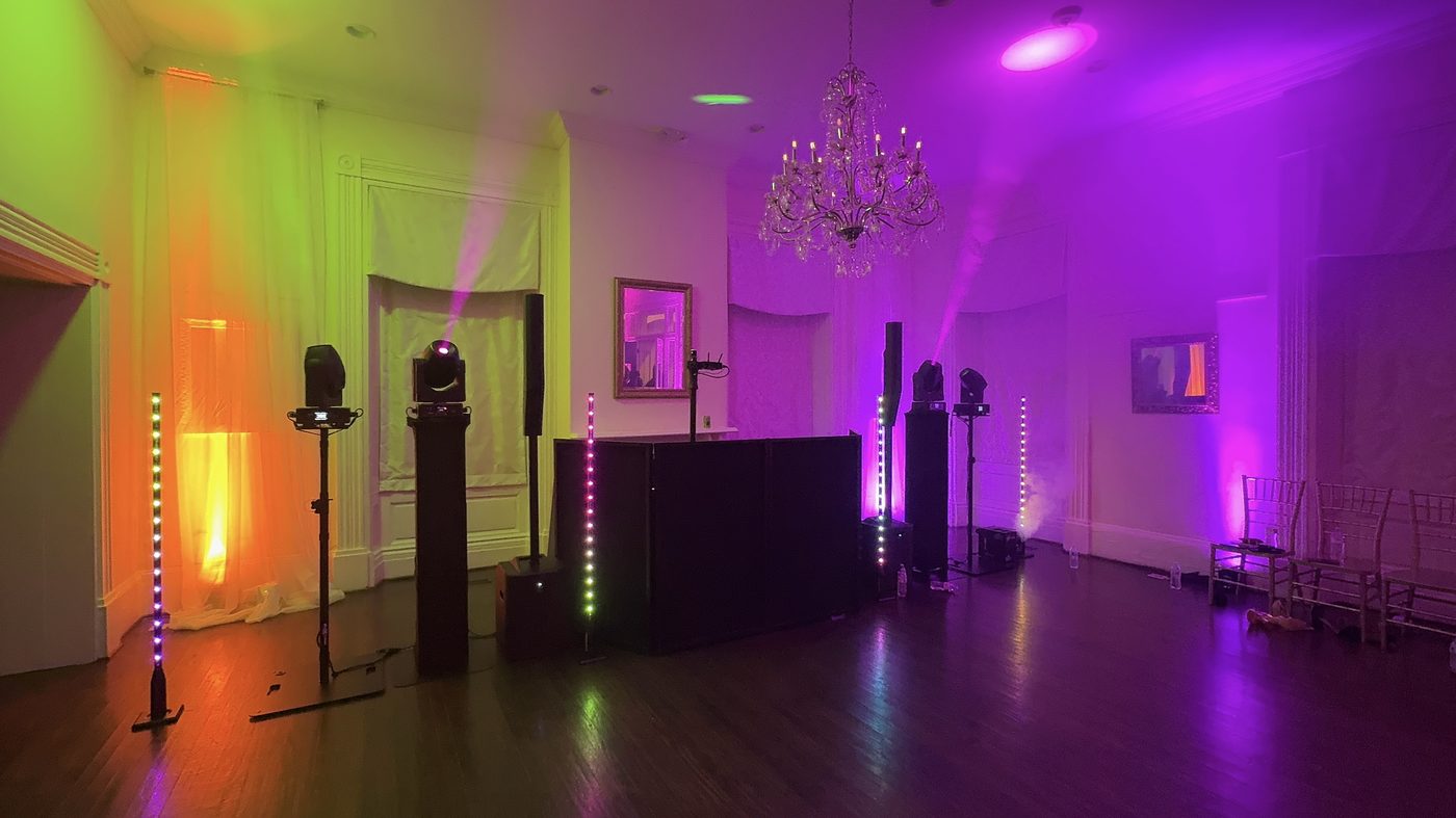 Sorority event with LED silent disco headphones
